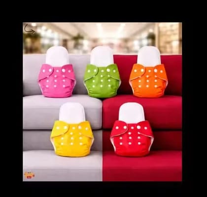 Multicolor Reusable Baby Diaper with Soft Inner Layer Pack of 5