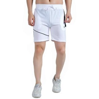 Kwings Men's Running & Gym Shorts - Piping Design Lycra Blend with 2 Zipper Pockets for Maximum Comfort