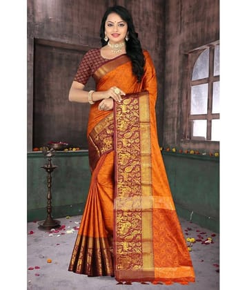 LEELAVATI Silk Embellished Saree With Unstitched Blouse Piece ( Multicolor )
