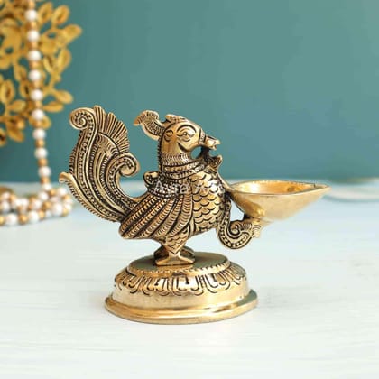 Brass Annam Vilakku Hamsa Deepam Swan Diya Hans Lamp - 3.5 Inch Height