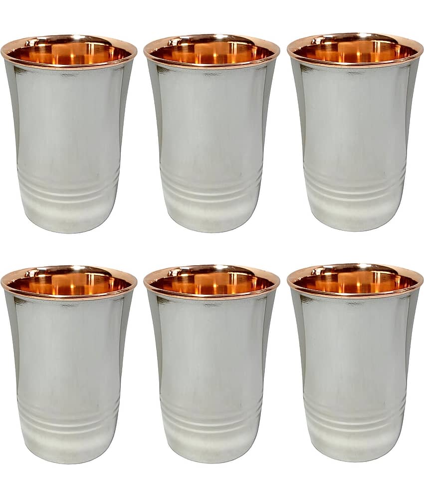 A & H ENTERPRISES - Copper Glasses Set 250 ml ( Pack of 6 )