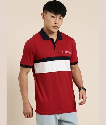Lucky Roger Pack of 1 Cotton Regular Fit Colorblock Half Sleeves Men's Polo T Shirt ( Red )