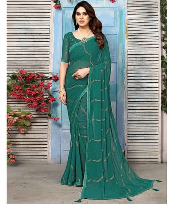 Satrani Georgette Printed Saree With Unstitched Blouse Piece ( Rani )