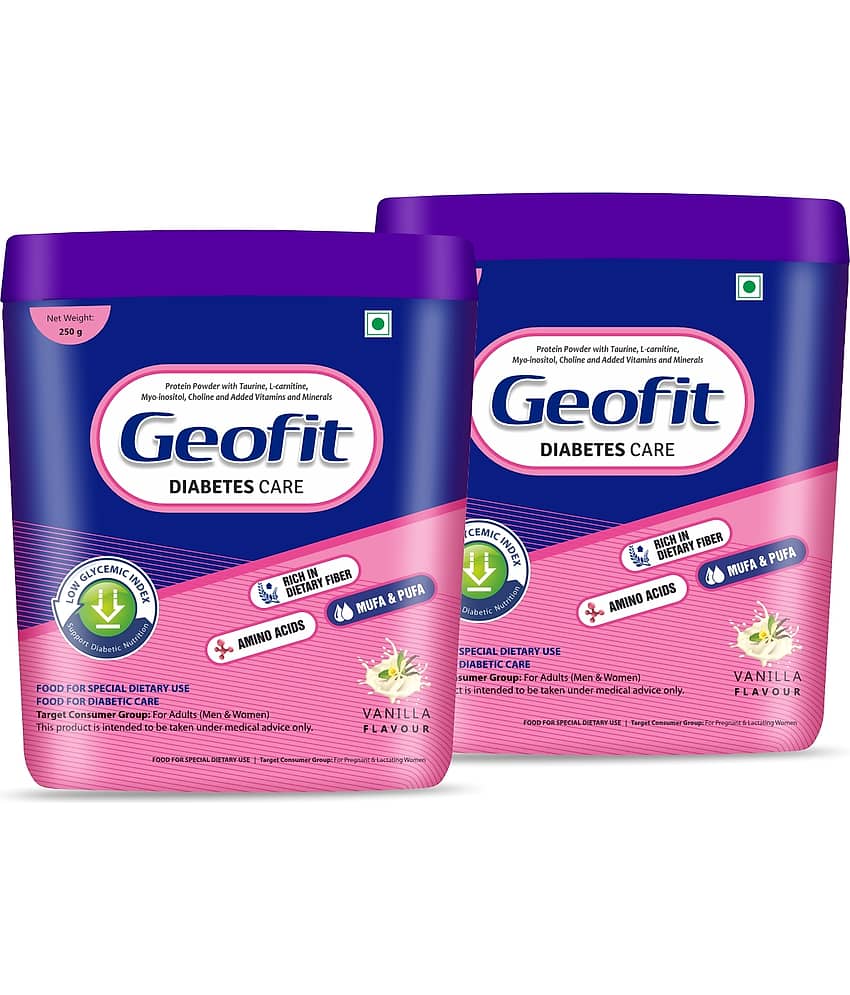 GEOFIT Diabetes Care Protein Powder - full of dietary fiber & amino acids, 250g Each (Pack of 2)