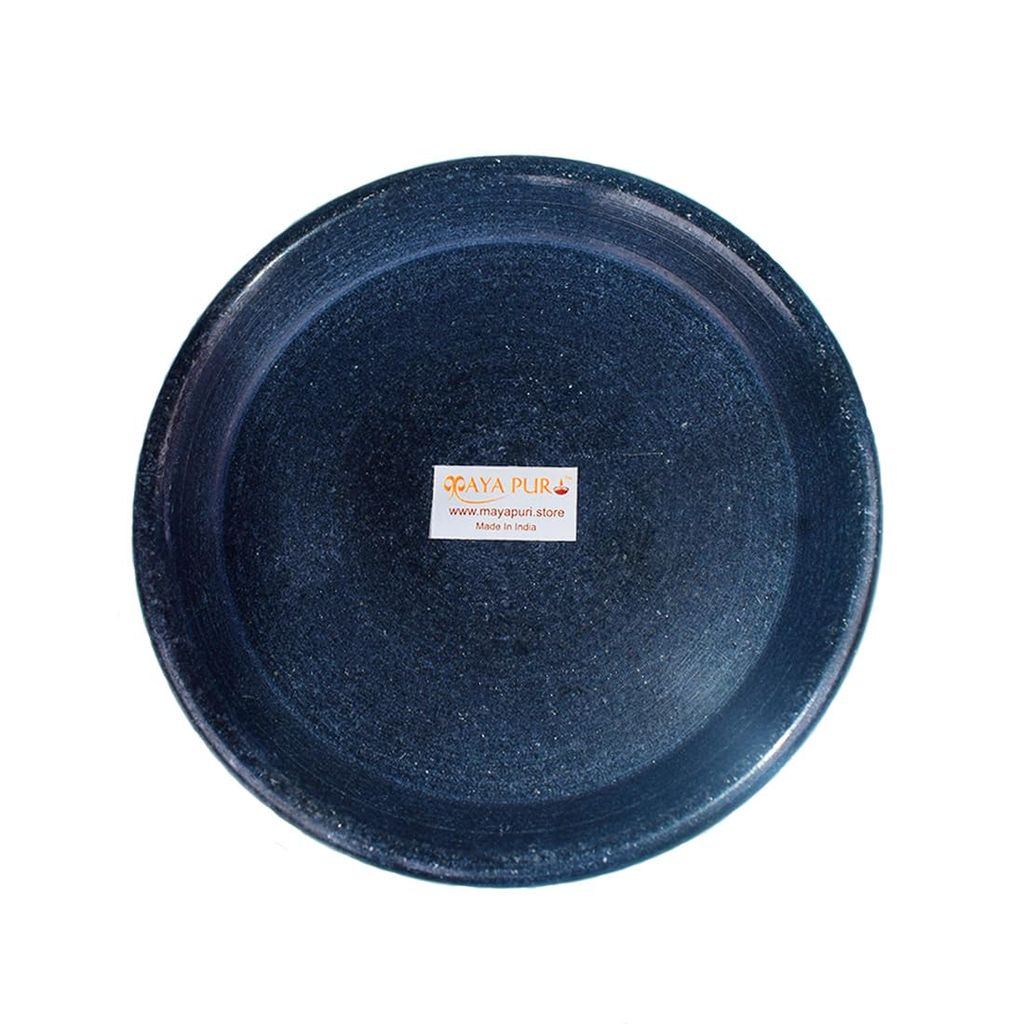 MAYAPURI Black Marbel Stone Round Plate for Pooja or Abhishek, Black Puja Stone Plate for Home Temple or Office Decor Size (4 inches) - Pooja Needs | Buy online on ZillyBuy