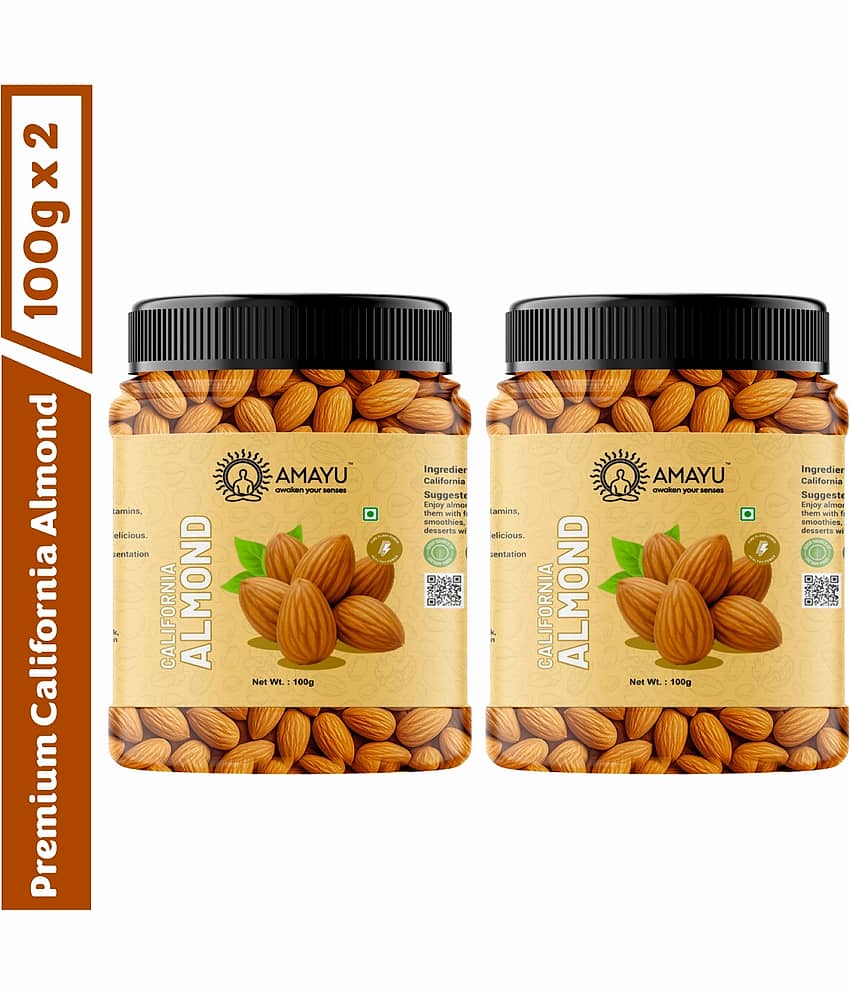AMAYU Raw California Almonds 200 g Pack of 2