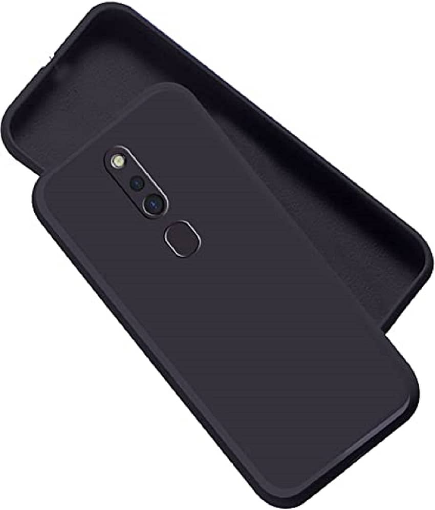 ZAMN - Black Silicon Plain Cases Compatible For OPPO F11 Pro ( Pack of 1 )