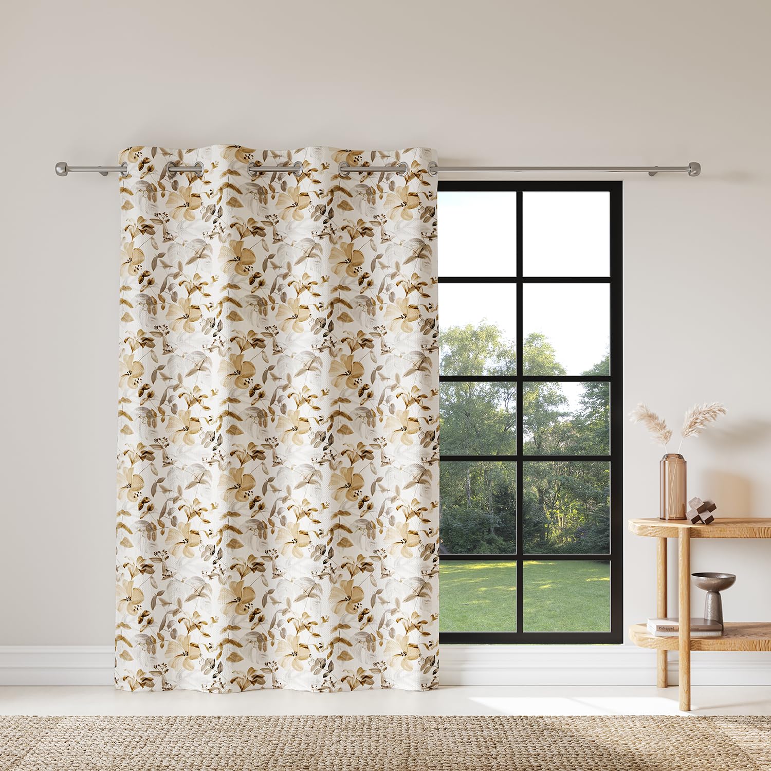 DDECOR - 100% PolyesterLeaves PatternDoor 7 Ft|135 CM X 225 CM| - Beige