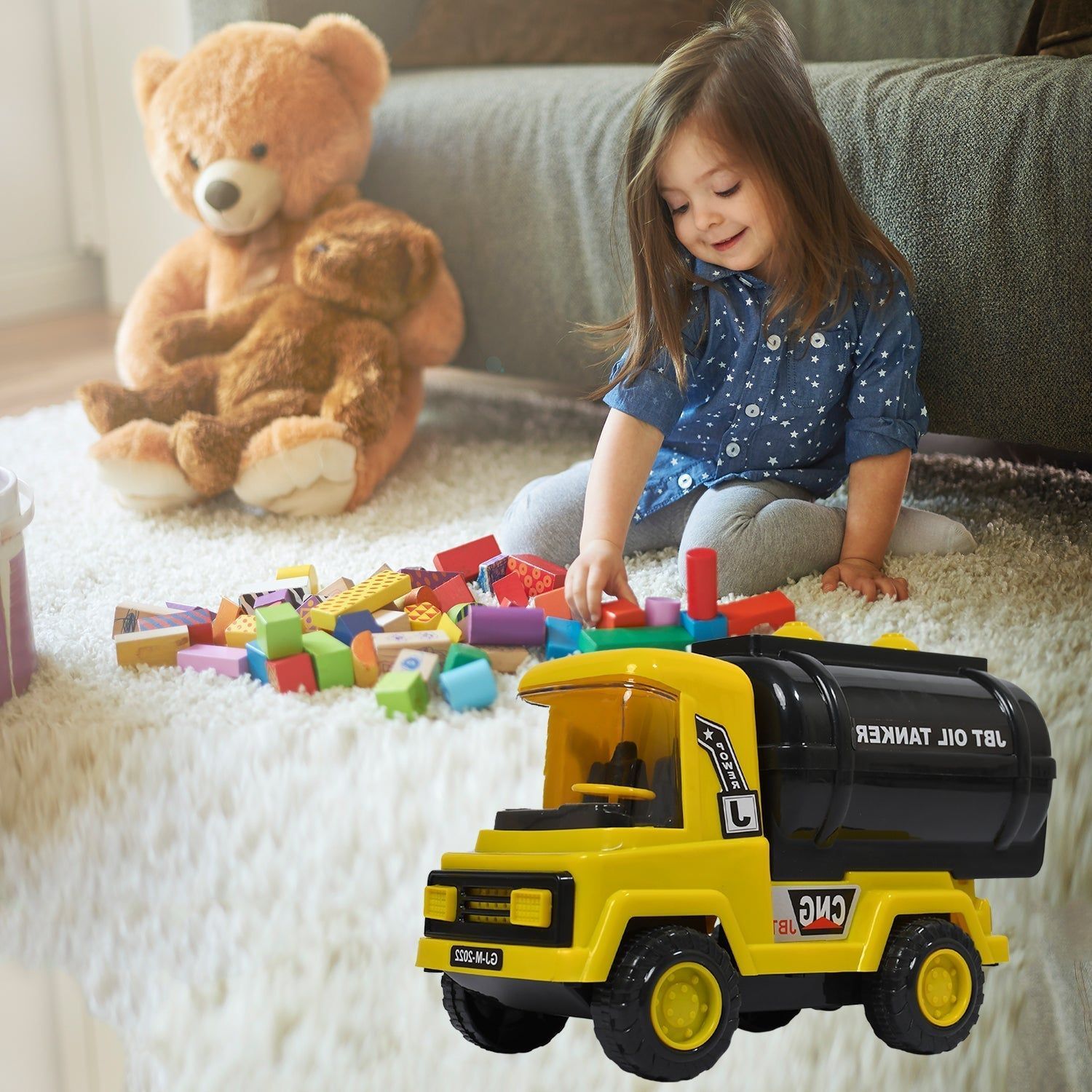 Big Heavy Duty Unbreakable Toy Truck with Sound | Friction Powered Oil-Water Tanker