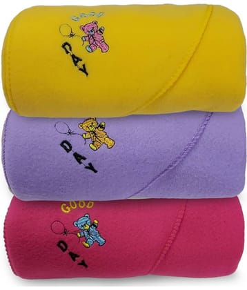 BELLO TOKO - Multi-Colour Cotton Blend Baby Crib Blanket ( Pack of 3 )