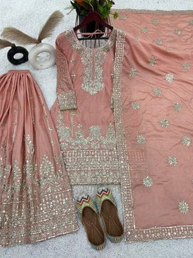 Beautiful Top-Bottom And Dupatta With Heavy Embroidery Sequence Work