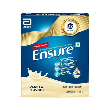 Ensure No 1 Nutritional Supplement Drink in the world, 32 nutrients High Protein, Calcium, Vitamin D, Vanilla Flavour, 200g