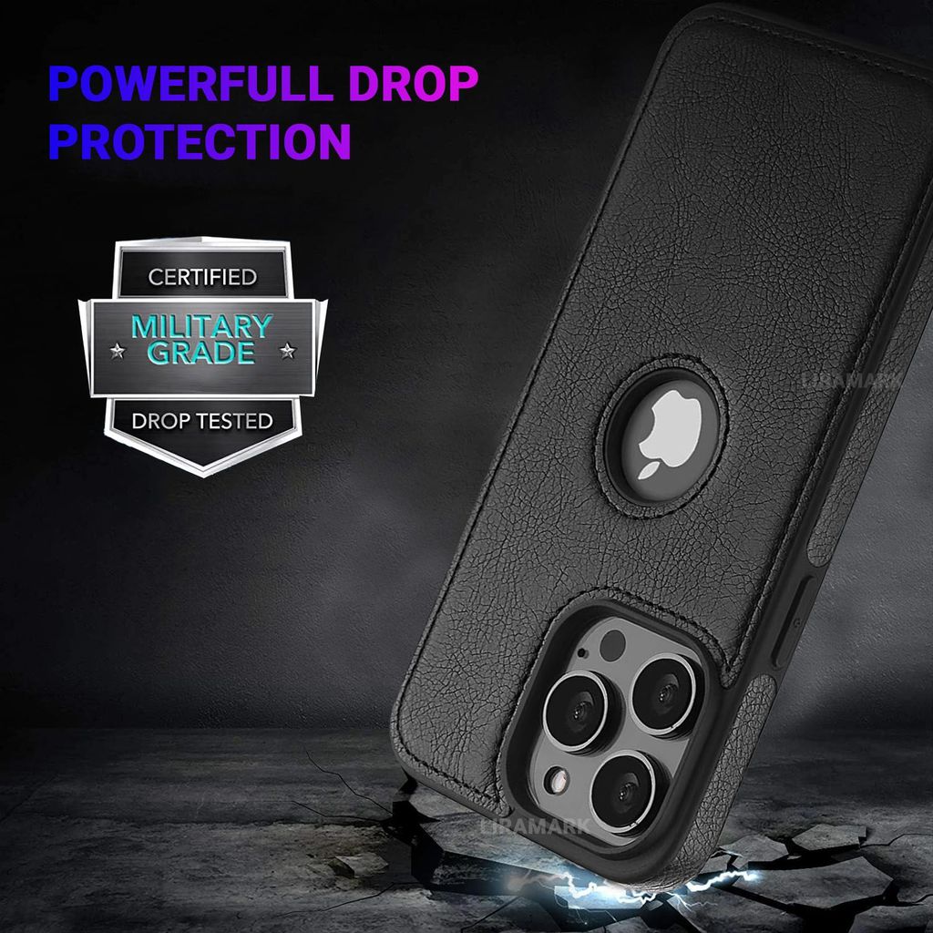 LIRAMARK PU Leather Flexible Back Cover Case Designed for iPhone 14 Pro (6.1 inch)