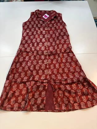 Modal silk kurti with Ajrakh print
