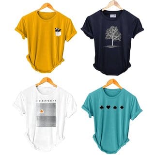 (Pack Of 4) Fashlook Printed T-Shirts for Men - Stylish & Comfortable Casual Wear (Multicolor)