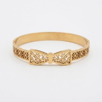 Filigree Bow Bangle Bracelet | Gold-Tone Anti-Tarnish Imitation Jewellery