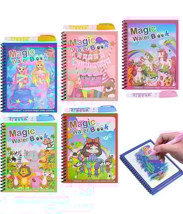 Magic Water Drawing Book for Kids Girls & Boys Reusable Water Drawing Book (Pack of 6)