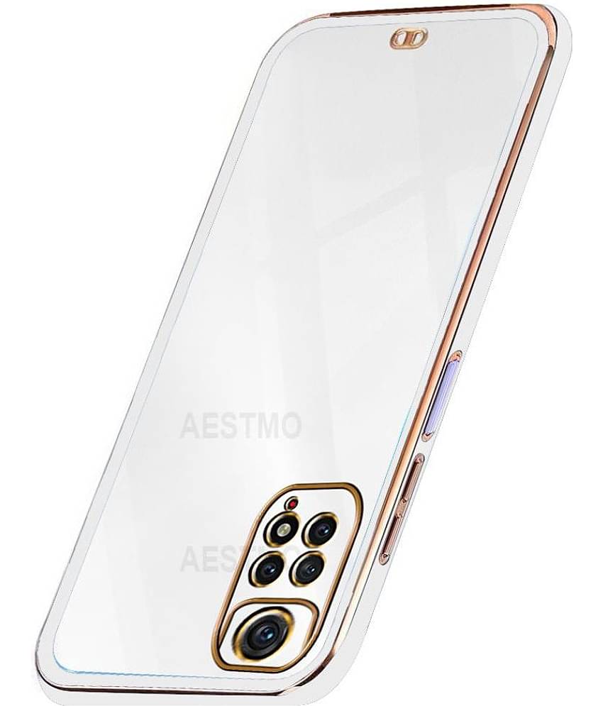 AESTMO - White Silicon Plain Cases Compatible For Xiaomi Redmi Note 11 ( Pack of 1 )