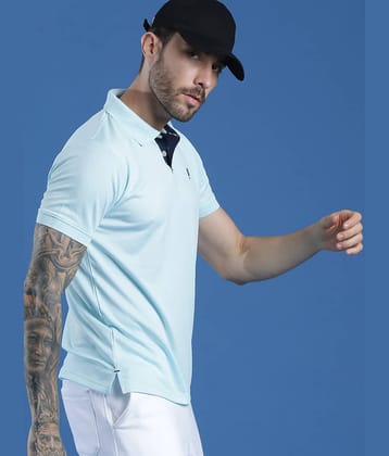 EPPE Pack of 1 Polyester Slim Fit Solid Half Sleeves Men's Polo T Shirt ( Sky Blue )
