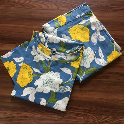 Mix Flower - Sky Blue - Cord Set - Pure Cotton-38 - M