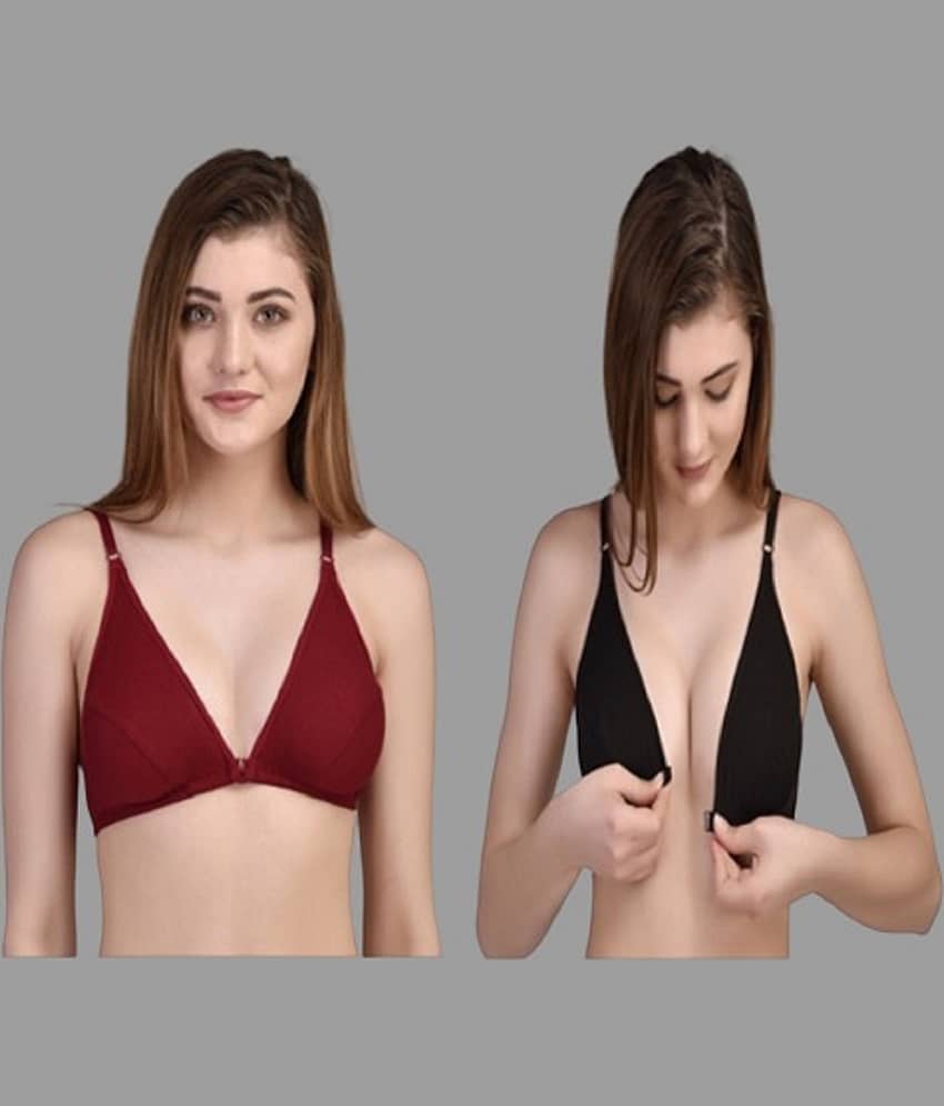 Zourt Pack of 2 Cotton Non Padded Women's Minimizer Bra ( Multicolor )