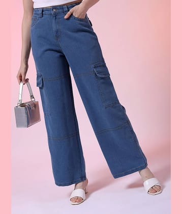 Freehand - Blue Cotton Blend Baggy Fit Women's Jeans ( Pack of 1 )