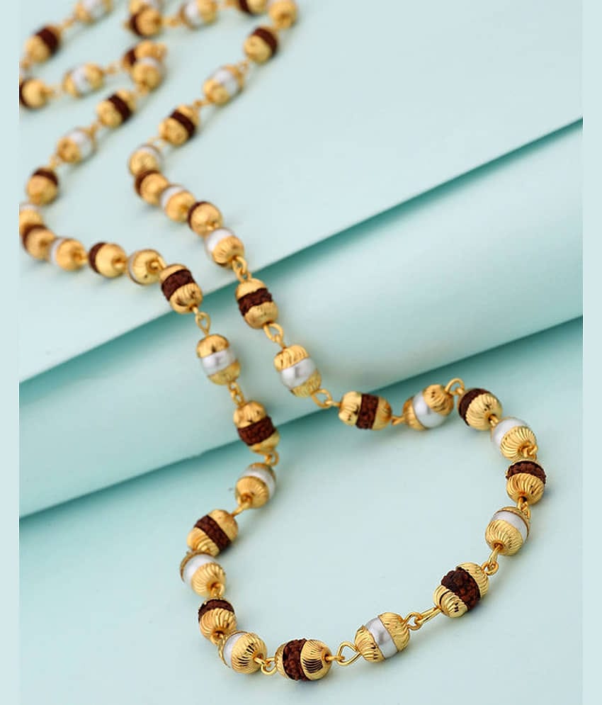 RUDRA'S Rudraksha Gold Plated Cap Mala (50+1) Bead