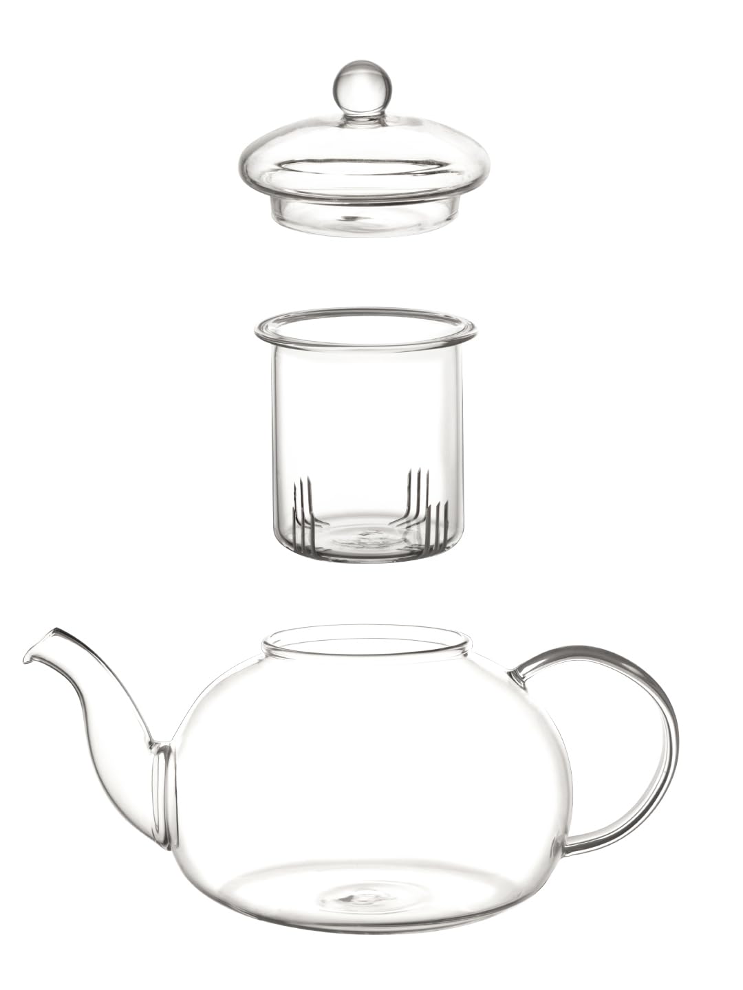NATURALLYOURS Borosilicate Glass Teapot for Loose Leaf Tea, Coffee, and Herbal Infusions - Heat-Resistant, Durable, Home Kitchen Office Transparent Kettle