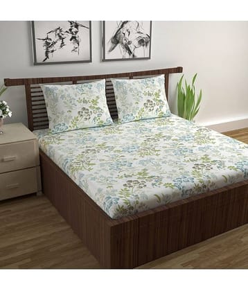 DIVINE CASA Cotton Double Bedsheet ( White )