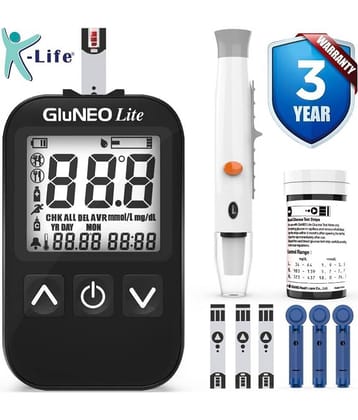 K-life Gluneolite Automatic Blood Glucose Check Sugar Testing Machine 50 Strips Glucometer (Black)