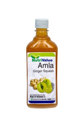 Nutrivalue Amla Ginger Squash (500ml) | Natural Antioxidant & Vitamin C Boost | Refreshing Health Drink
