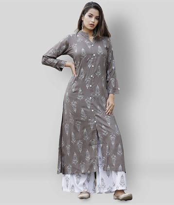 Lee Moda - Light Grey Straight Rayon Women's Stitched Salwar Suit ( Pack of 1 )