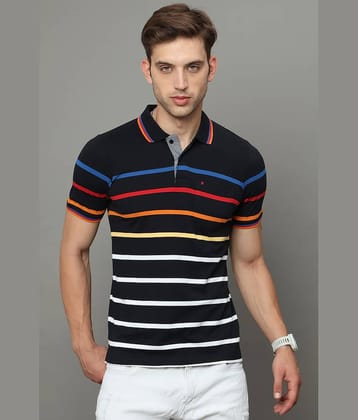 Cool Colors Pack of 1 Cotton Regular Fit Striped Half Sleeves Men's Polo T Shirt ( Black )