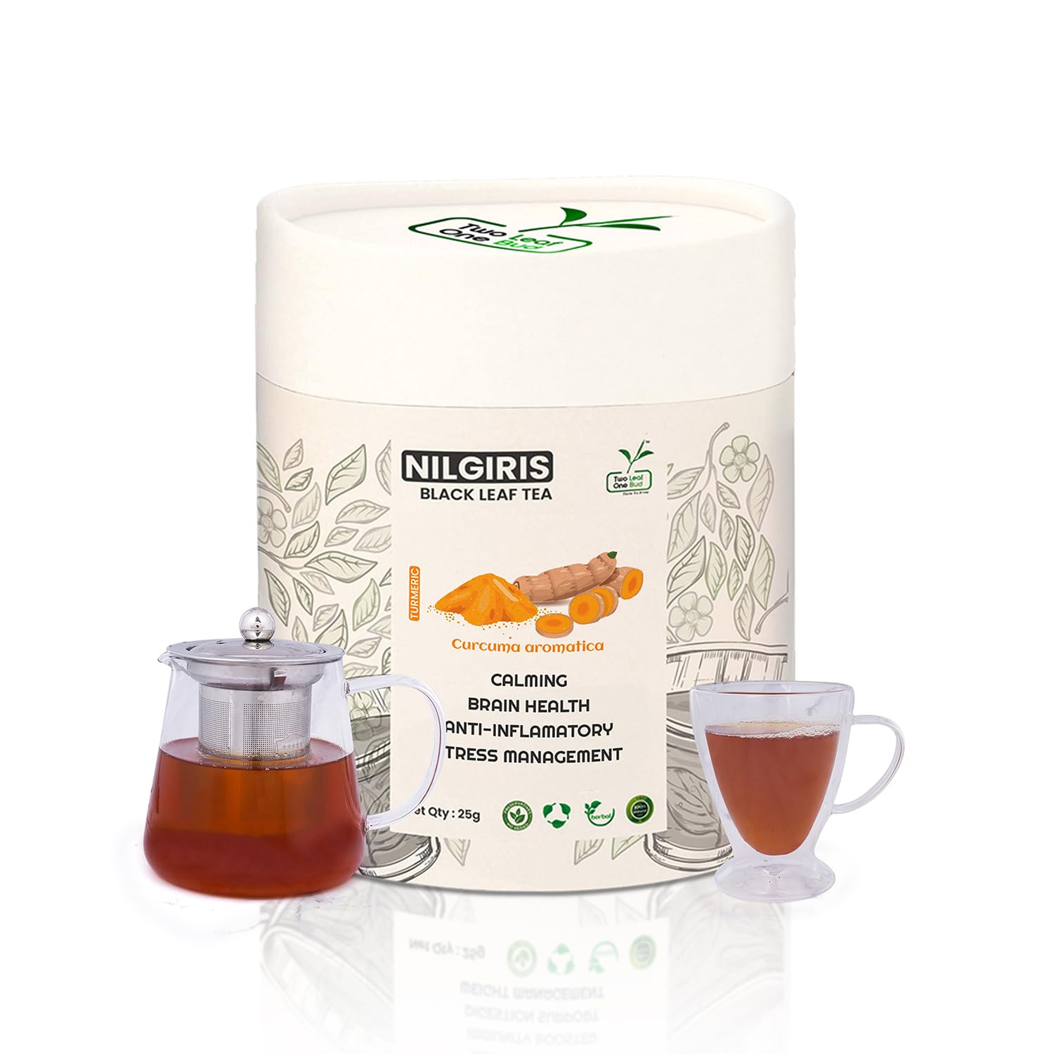 Two Leaf One Bud Nilgris Black Leaf Tea - Turmeric 25 Gms