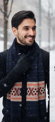 Fashion Point Navy Wool Muffler for Men