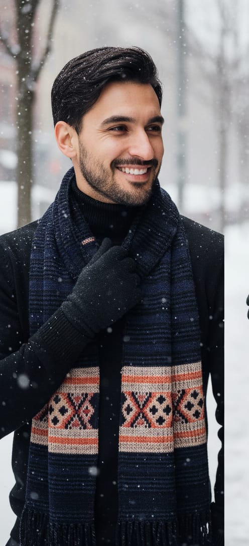 Fashion Point Navy Wool Muffler for Men
