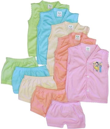 Cool Baby Set of 5 Front Open  Tops and Matching Shorts For Infants