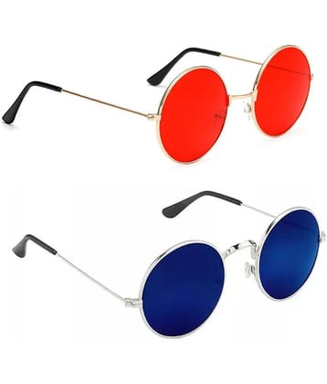 Elligator Multicolor Round Sunglasses ( Pack of 2 ) - Medium
