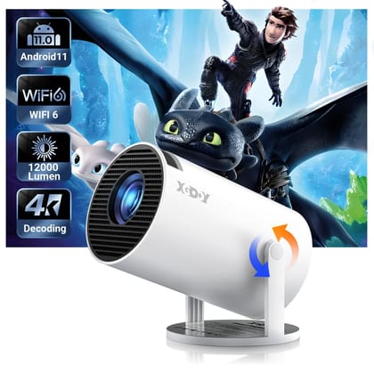 Portable Mini Projector XGODY Gimbal3 Smart Android 11 HD Projector 1080P 4K WiFi6 BT Home Theater Video Projector 180° Rotatable Stand Car Keystone Correction for Mobile Phone TV Stick Portable Mini Projector XGODY Gimbal3 Smart Android 11 HD Projector 