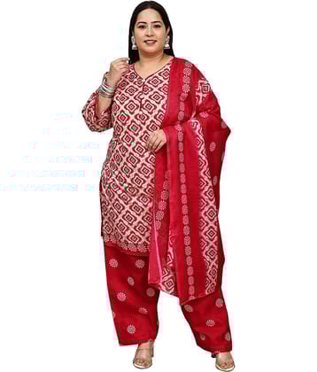 wonder weave Women Cotton Blend Printed Straight Kurti With Patiala Salwar ( Multicolor )
