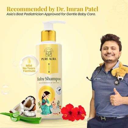 Pure Aura Baby Shampoo 100ml | Infused with 10 Ayurvedic Natural Herbs | Paraben-Free, Chemical-Free | Gentle & Nourishing for Baby's Hair & Scalp | Safe for Newborns & Kids | Doctors Recommended (Pack 0f 1)