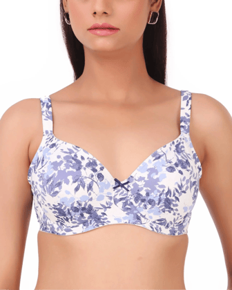 Triumph 151|201 Printed Minimizer Non Padded Wired Bra | Big Cup Bra | 201-Klein Blue / 34D