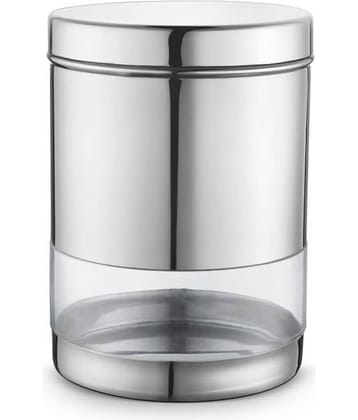 Classic Essentials Sleek Canister Steel Transparent Cookie Container ( Set of 2 )