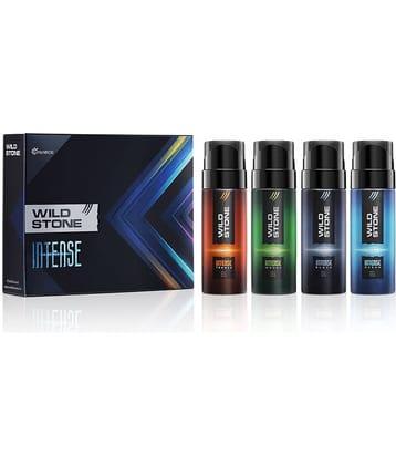 Wild Stone Intense No Gas Deodorant Travel Pack with Black, Ocean, Trance and Wood Mini Deodorants for Men, Pack of 4 (40ml each)