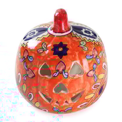 Ceramic Pumpkin Lights - 8 x 9-8.25 x 8.25 x 8.75 / Orange/ Blue /Yellow