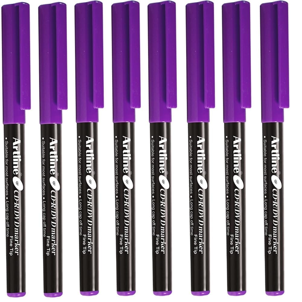 Artline CDR/DVD Marker Purple Pack of 10 X 5 Packs (50 DVD's Markers) | On Multiple Surface: Metal, Plastic/OHP, Glass/Porcelain & Carton