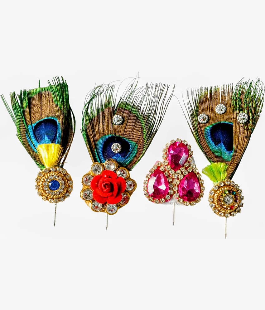 Cherry Tree Laddu Gopal Multicolor Crystal Pagadi ( Pack of 4 )