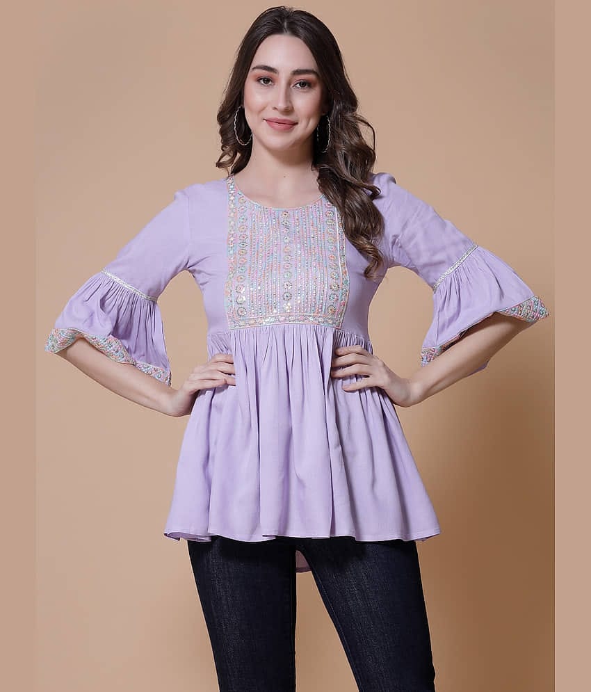 GOD BLESS - Purple Rayon Women's A-Line Top ( Pack of 1 )