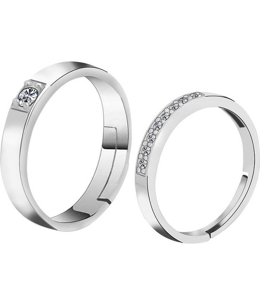SILVERSHINE Silverplated Designer His and Her Adjustable proposal couple ring For Men And Women Jewellery