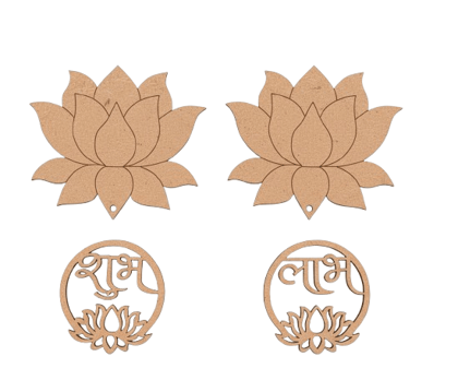 Dbeautify's Lotus & Shubh Labh MDF Cutouts Set Dbeautify's Lotus & Shubh Labh MDF Cutouts Set